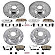 4-Wheel Set Power Stop&reg; K1240-26 Front and Rear Z26 Muscle Carbon-Fiber Ceramic Brake Pad and Drilled & Slotted Rotor Kit