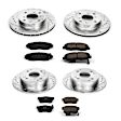 4-Wheel Set Power Stop&reg; K1240 Front and Rear Z23 Daily Carbon-Fiber Ceramic Brake Pad and Drilled & Slotted Rotor Kit