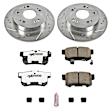 K1243-26 Rear Brake Disc and Pad Kit, Silver zinc-plated, Cross-drilled and Slotted, 5 Lugs, 259 mm, Carbon Fiber Ceramic, Z26 Street Warrior Carbon-Fiber Ceramic Series