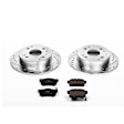 K1244 Rear Brake Disc and Pad Kit, Silver zinc-plated, Cross-drilled and Slotted, 4 Lugs, 259 mm, Carbon Fiber Ceramic, Z23 Evolution Sport Series