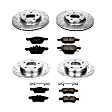 2010 Mazda 3 - Front and Rear Brake Disc and Pad Kit, Silver zinc-plated, Cross-drilled and Slotted, 5 Lugs, 279.8 mm, Carbon Fiber Ceramic, Z23 Evolution Sport Series