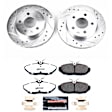 K1297-26 Rear Brake Disc and Pad Kit, Silver zinc-plated, Cross-drilled and Slotted, 5 Lugs, 258 mm, Carbon Fiber Ceramic, Z26 Street Warrior Carbon-Fiber Ceramic Series