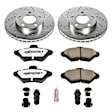 K1299-26 Front Brake Disc and Pad Kit, Silver zinc-plated, Cross-drilled and Slotted, 5 Lugs, 276 mm, Carbon Fiber Ceramic, Z26 Street Warrior Carbon-Fiber Ceramic Series