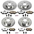 4-Wheel Set Power Stop&reg; K1300-26 Front and Rear Z26 Muscle Carbon-Fiber Ceramic Brake Pad and Drilled & Slotted Rotor Kit
