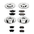 4-Wheel Set Power Stop&reg; K1300 Front and Rear Z23 Daily Carbon-Fiber Ceramic Brake Pad and Drilled & Slotted Rotor Kit