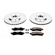 K1304 Front Brake Disc and Pad Kit, Silver zinc-plated, Cross-drilled and Slotted, 5 Lugs, 330 mm, Carbon Fiber Ceramic, Z23 Evolution Sport Series