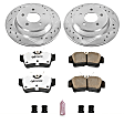 K1306-26 Rear Brake Disc and Pad Kit, Silver zinc-plated, Cross-drilled and Slotted, 5 Lugs, 296 mm, Carbon Fiber Ceramic, Z26 Street Warrior Carbon-Fiber Ceramic Series