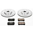 K131 Front Brake Disc and Pad Kit, Silver zinc-plated, Cross-drilled and Slotted, 5 Lugs, 326 mm, Carbon Fiber Ceramic, Z23 Evolution Sport Series