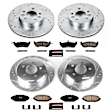 4-Wheel Set Power Stop&reg; K1336 Front and Rear Z23 Daily Carbon-Fiber Ceramic Brake Pad and Drilled & Slotted Rotor Kit