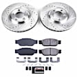 K1351 Front Brake Disc and Pad Kit, Silver zinc-plated, Cross-drilled and Slotted, 5 Lugs, 300 mm, Carbon Fiber Ceramic, Z23 Evolution Sport Series