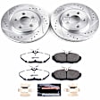 K1360-26 Rear Brake Disc and Pad Kit, Silver zinc-plated, Cross-drilled and Slotted, 5 Lugs, 287.8 mm, Carbon Fiber Ceramic, Z26 Street Warrior Carbon-Fiber Ceramic Series