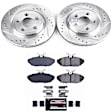 K1360 Rear Brake Disc and Pad Kit, Silver zinc-plated, Cross-drilled and Slotted, 5 Lugs, 287.8 mm, Carbon Fiber Ceramic, Z23 Evolution Sport Series