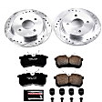 K1363 Rear Brake Disc and Pad Kit, Silver zinc-plated, Cross-drilled and Slotted, 4 Lugs, 253 mm, Carbon Fiber Ceramic, Z23 Evolution Sport Series