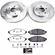 K1364-26 Front Brake Disc and Pad Kit, Silver zinc-plated, Cross-drilled and Slotted, 5 Lugs, 305.05 mm, Carbon Fiber Ceramic, Z26 Street Warrior Carbon-Fiber Ceramic Series