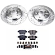 K1379 Rear Brake Disc and Pad Kit, Silver zinc-plated, Cross-drilled and Slotted, 5 Lugs, 280 mm, Carbon Fiber Ceramic, Z23 Evolution Sport Series