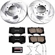 K137 Front Brake Disc and Pad Kit, Silver zinc-plated, Cross-drilled and Slotted, 6 Lugs, 319 mm, Carbon Fiber Ceramic, Z23 Evolution Sport Series