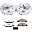 K1380-26 Front Brake Disc and Pad Kit, Silver zinc-plated, Cross-drilled and Slotted, 5 Lugs, 316.2 mm, Carbon Fiber Ceramic, Z26 Street Warrior Carbon-Fiber Ceramic Series