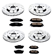 4-Wheel Set Power Stop&reg; K1381 Front and Rear Z23 Daily Carbon-Fiber Ceramic Brake Pad and Drilled & Slotted Rotor Kit
