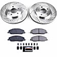 K1382 Front Brake Disc and Pad Kit, Silver zinc-plated, Cross-drilled and Slotted, 5 Lugs, 293 mm, Carbon Fiber Ceramic, Z23 Evolution Sport Series