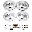 4-Wheel Set Power Stop&reg; K1383-26 Front and Rear Z26 Muscle Carbon-Fiber Ceramic Brake Pad and Drilled & Slotted Rotor Kit