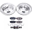 K1384 Rear Brake Disc and Pad Kit, Silver zinc-plated, Cross-drilled and Slotted, 5 Lugs, 300 mm, Carbon Fiber Ceramic, Z23 Evolution Sport Series