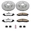 K1417-26 Front Brake Disc and Pad Kit, Silver zinc-plated, Cross-drilled and Slotted, 5 Lugs, 325 mm, Carbon Fiber Ceramic, Z26 Street Warrior Carbon-Fiber Ceramic Series