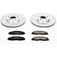 K1419 Front Brake Disc and Pad Kit, Silver zinc-plated, Cross-drilled and Slotted, 5 Lugs, 302.8 mm, Carbon Fiber Ceramic, Z23 Evolution Sport Series