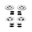 4-Wheel Set Power Stop&reg; K1434 Front and Rear Z23 Daily Carbon-Fiber Ceramic Brake Pad and Drilled & Slotted Rotor Kit
