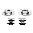 K1436 Rear Brake Disc and Pad Kit, Silver zinc-plated, Cross-drilled and Slotted, 5 Lugs, 277.8 mm, Carbon Fiber Ceramic, Z23 Evolution Sport Series