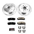 K1440 Rear Brake Disc and Pad Kit, Silver zinc-plated, Cross-drilled and Slotted, 5 Lugs, 278 mm, Carbon Fiber Ceramic, Z23 Evolution Sport Series