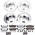 4-Wheel Set Power Stop&reg; K1443-36 Front and Rear Z36 Truck Carbon-Fiber Ceramic Brake Pad and Drilled & Slotted Rotor Kit