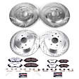 4-Wheel Set Power Stop&reg; K144-36 Front and Rear Z36 Truck Carbon-Fiber Ceramic Brake Pad and Drilled & Slotted Rotor Kit