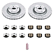 K1444-26 Front Brake Disc and Pad Kit, Silver zinc-plated, Cross-drilled and Slotted, 5 Lugs, 355 mm, Carbon Fiber Ceramic, Z26 Street Warrior Carbon-Fiber Ceramic Series