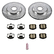 K1446-26 Rear Brake Disc and Pad Kit, Silver zinc-plated, Cross-drilled and Slotted, 5 Lugs, 340 mm, Carbon Fiber Ceramic, Z26 Street Warrior Carbon-Fiber Ceramic Series