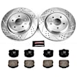 K1446 Rear Brake Disc and Pad Kit, Silver zinc-plated, Cross-drilled and Slotted, 5 Lugs, 340 mm, Carbon Fiber Ceramic, Z23 Evolution Sport Series