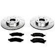 K1453 Front Brake Disc and Pad Kit, Silver zinc-plated, Cross-drilled and Slotted, 6 Lugs, 324.87 mm, Carbon Fiber Ceramic, Z23 Evolution Sport Series