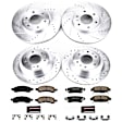 4-Wheel Set Power Stop&reg; K1454 Front and Rear Z23 Daily Carbon-Fiber Ceramic Brake Pad and Drilled & Slotted Rotor Kit