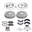 2005 Dodge Grand Caravan - 4-Wheel Set Front and Rear Brake Disc And Drum Kit, Cross-drilled and Slotted, 5 Lugs, 250 mm, With Rear Drum, Z36 Extreme Truck And Tow Includes (1) Brake Disc and Pad Kit and (1) Brake Drum and Shoe Kit