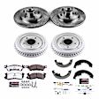 K15019DK-26 4-Wheel Set Front and Rear Brake Disc And Drum Kit, Cross-drilled and Slotted 5 Lugs 241.3 mm, Z26 Street Warrior Carbon-Fiber Ceramic Series, Includes (1) Disc and Pad Kit and (1) Drum and Shoe Kit