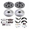 K15022DK-26 4-Wheel Set Front and Rear Brake Disc And Drum Kit, Cross-drilled and Slotted 5 Lugs 241.3 mm, Z26 Street Warrior Carbon-Fiber Ceramic Series, Includes (1) Disc and Pad Kit and (1) Drum and Shoe Kit