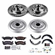 K15028DK 4-Wheel Set Front and Rear Brake Disc And Drum Kit, Cross-drilled and Slotted 5 Lugs 280 mm, Z23 Evolution Sport Series, Includes (1) Brake Disc and Pad Kit and (1) Brake Drum and Shoe Kit