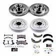 K15041DK-26 4-Wheel Set Front and Rear Brake Disc And Drum Kit, Cross-drilled and Slotted 5 Lugs 241.3 mm, Z26 Street Warrior Carbon-Fiber Ceramic Series, Includes (1) Disc and Pad Kit and (1) Drum and Shoe Kit