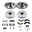 K15041DK-36 4-Wheel Set Front and Rear Brake Disc And Drum Kit, Cross-drilled and Slotted 5 Lugs 241.3 mm, Z36 Extreme Truck And Tow, Includes (1) Brake Disc and Pad Kit and (1) Brake Drum and Shoe Kit