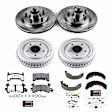 K15044DK-26 4-Wheel Set Front and Rear Brake Disc And Drum Kit, Cross-drilled and Slotted 5 Lugs 241.3 mm, Z26 Street Warrior Carbon-Fiber Ceramic Series, Includes (1) Disc and Pad Kit and (1) Drum and Shoe Kit