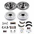 K15044DK-36 4-Wheel Set Front and Rear Brake Disc And Drum Kit, Cross-drilled and Slotted 5 Lugs 241.3 mm, Z36 Extreme Truck And Tow, Includes (1) Brake Disc and Pad Kit and (1) Brake Drum and Shoe Kit