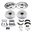K15045DK-26 4-Wheel Set Front and Rear Brake Disc And Drum Kit, Cross-drilled and Slotted 5 Lugs 241.3 mm, Z26 Street Warrior Carbon-Fiber Ceramic Series, Includes (1) Disc and Pad Kit and (1) Drum and Shoe Kit