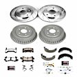 K15053DK-36 4-Wheel Set Front and Rear Brake Disc And Drum Kit, Cross-drilled and Slotted 5 Lugs 241.3 mm, Z36 Extreme Truck And Tow, Includes (1) Brake Disc and Pad Kit and (1) Brake Drum and Shoe Kit