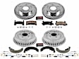 K15053DK 4-Wheel Set Front and Rear Brake Disc And Drum Kit, Cross-drilled and Slotted 5 Lugs 241.3 mm, Z23 Evolution Sport Series, Includes (1) Brake Disc and Pad Kit and (1) Brake Drum and Shoe Kit
