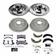 K15054DK-26 4-Wheel Set Front and Rear Brake Disc And Drum Kit, Cross-drilled and Slotted 5 Lugs 241.3 mm, Z26 Street Warrior Carbon-Fiber Ceramic Series, Includes (1) Disc and Pad Kit and (1) Drum and Shoe Kit