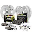 K15055DK-26 4-Wheel Set Front and Rear Brake Disc And Drum Kit, Cross-drilled and Slotted 5 Lugs 280 mm, Z26 Street Warrior Carbon-Fiber Ceramic Series, Includes (1) Disc and Pad Kit and (1) Drum and Shoe Kit